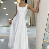 White Midi Satin Evening Dress