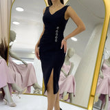 Black Midi Pencil Evening Dress