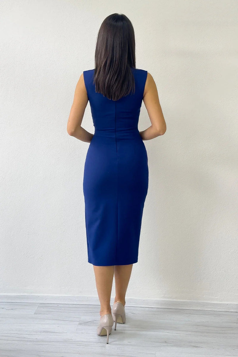 Women's Lacivet Draped Broş Detail Midi Pencil Dress