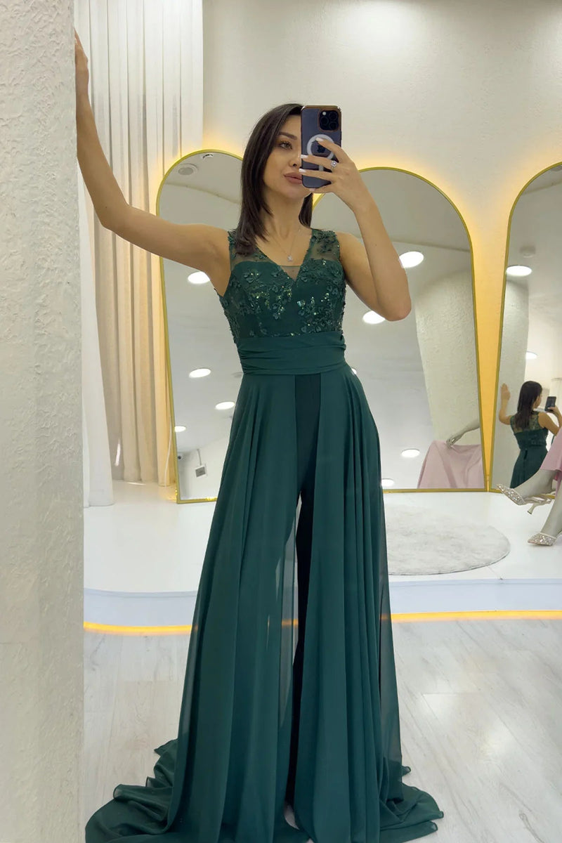 Green Sequined Tail Jumpsuit
