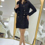 Black Jacket Dress Tweed Two-Piece Set