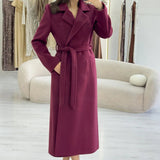 Burgunderfarbener Midi-Mantel