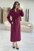 Burgundy Midi Length Coat