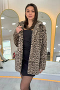 Beige Leopard Print Faux Fur