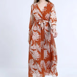Orange Midi Chiffon Dress