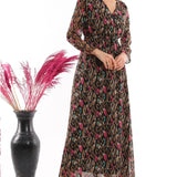 Black Midi Chiffon Dress