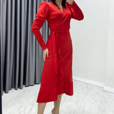 Red Crepe Cross-Over Plus Size Dress