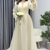 Cream Asymmetrical Skirt Princess Maxi Evening Dress