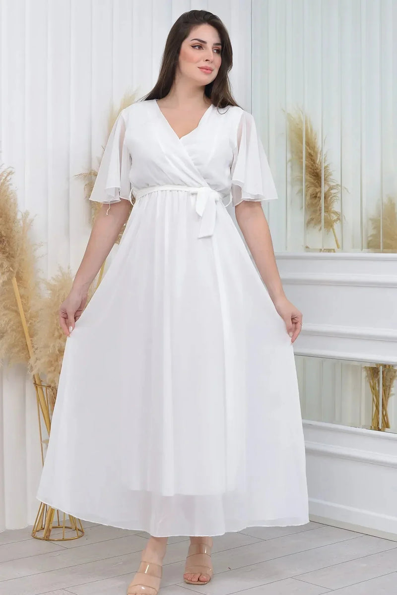 Women's White Chiffon Sleeveless Plus Size Dress