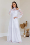White Maxi Sleeveless Tulle Evening Dress