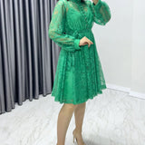 Green Short Lace Evening Dress