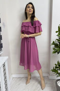 Dusty Rose Ruffle Collar Madonna Dress