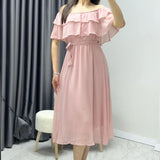 Powder Pink Ruffle Collar Madonna Dress
