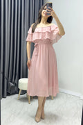 Powder Pink Ruffle Collar Madonna Dress