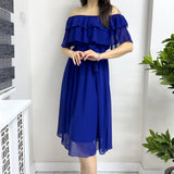 Saxe Blue Ruffle Collar Madonna Dress