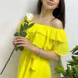 Yellow Ruffle Collar Madonna Dress