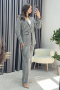 Black White Jacket Pants Two-Piece Set