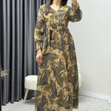 Gold Midi Chiffon Dress