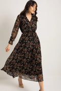 Patterned Midi Chiffon Dress
