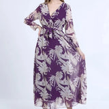 Purple Midi Chiffon Dress