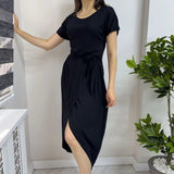 Black Short Sleeve Penye Dress
