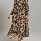 Leopard Midi Chiffon Dress