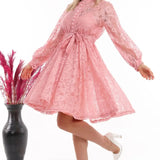 Pink Mini Lace Evening Dress