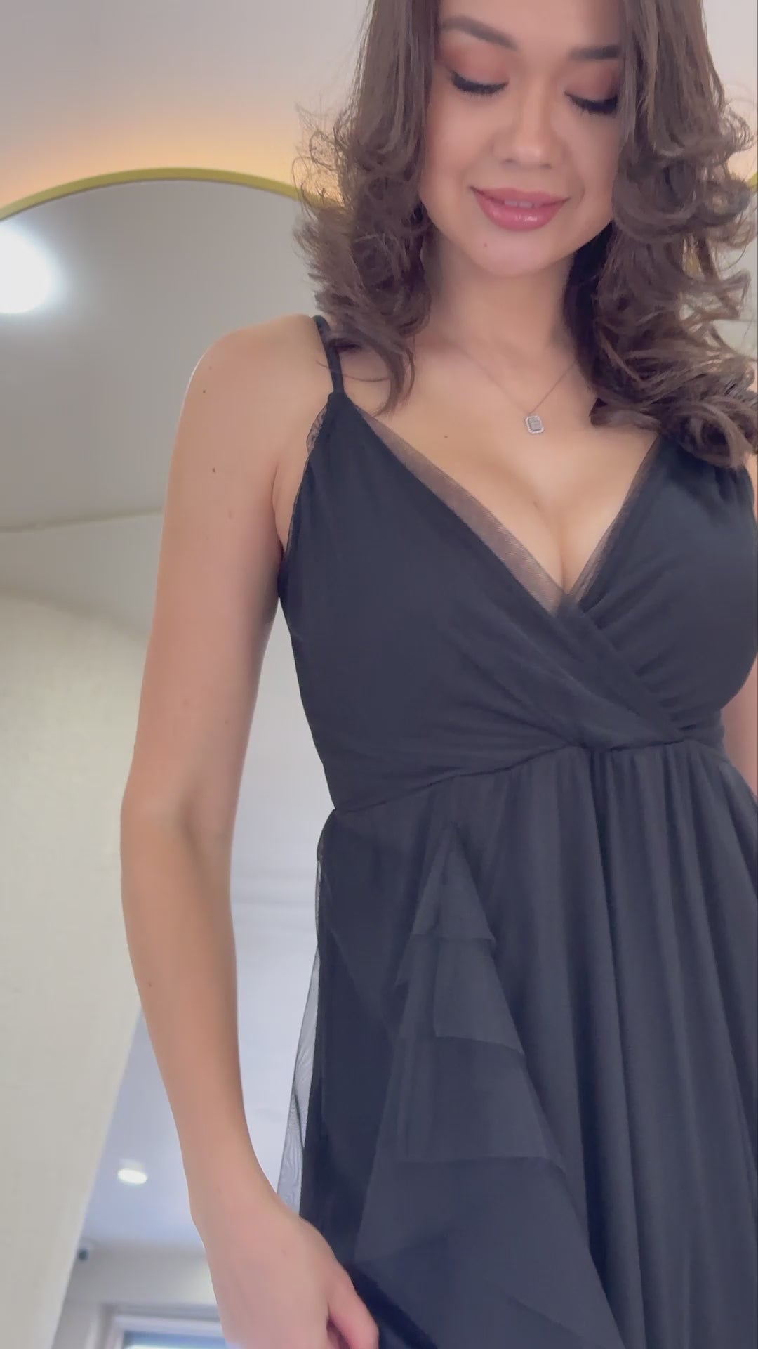 Black Strappy Black Maxi Evening Dress with Slit