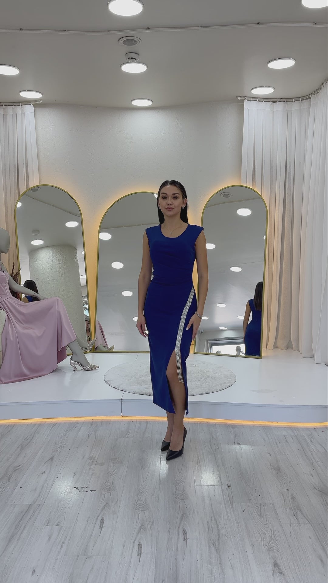 Saxe Blue Midi Length Sleeveless Dress