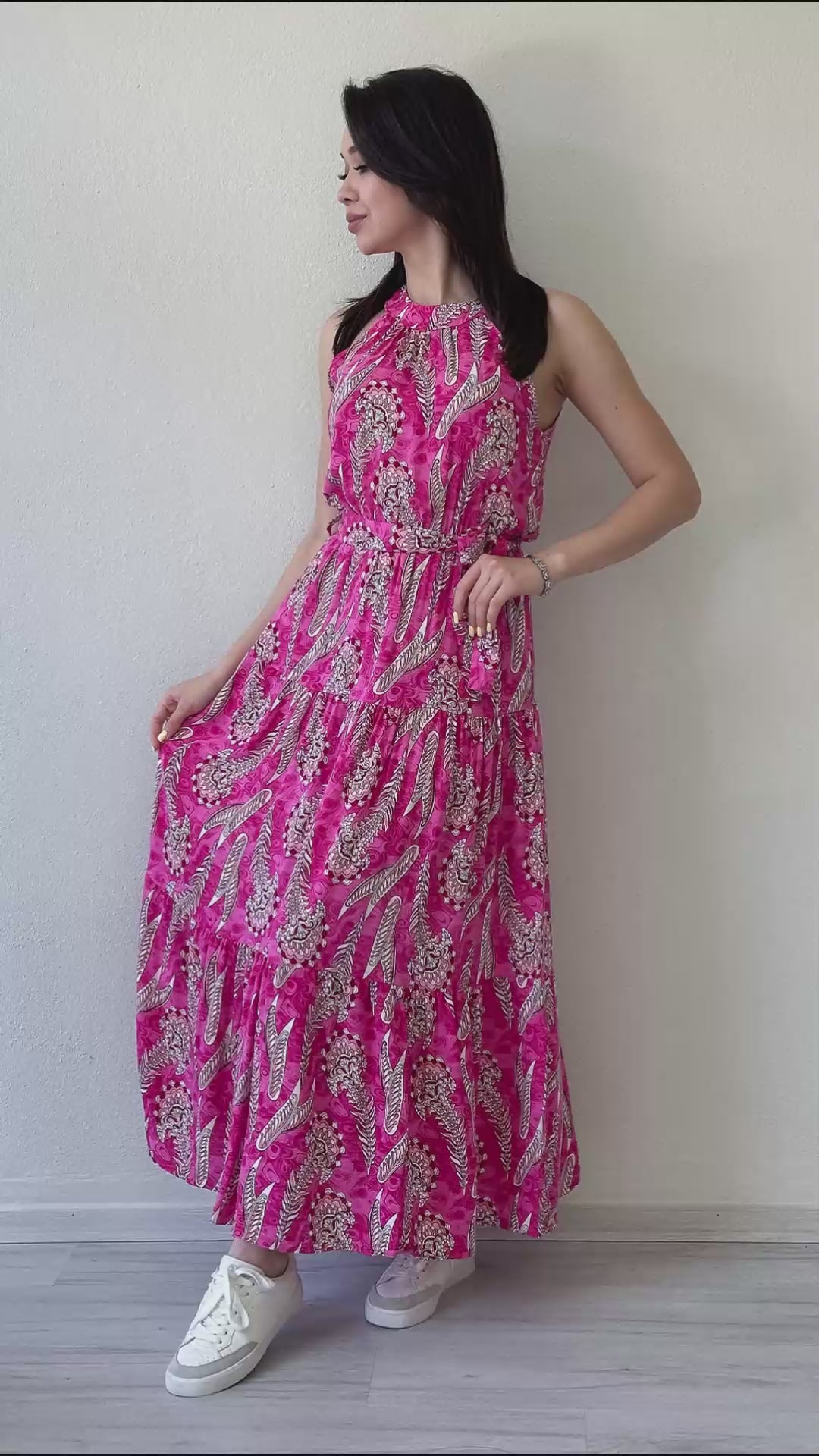 Fuchsia Halter Neck Dress