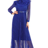 Saxe Blue Lace Long Sleeve Maxi Dress
