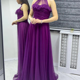 Lila ärmelloses Maxi-Abendkleid aus Tüll