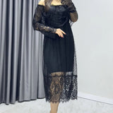 Black Lace Midi Dress
