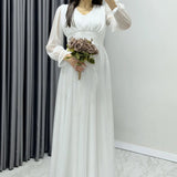 Glitzerndes weißes Tüll-Abendkleid mit V-Ausschnitt